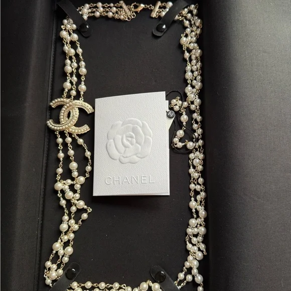 CHANEL Gold and Pearl triple Strand Necklace - Picture 1 of 7